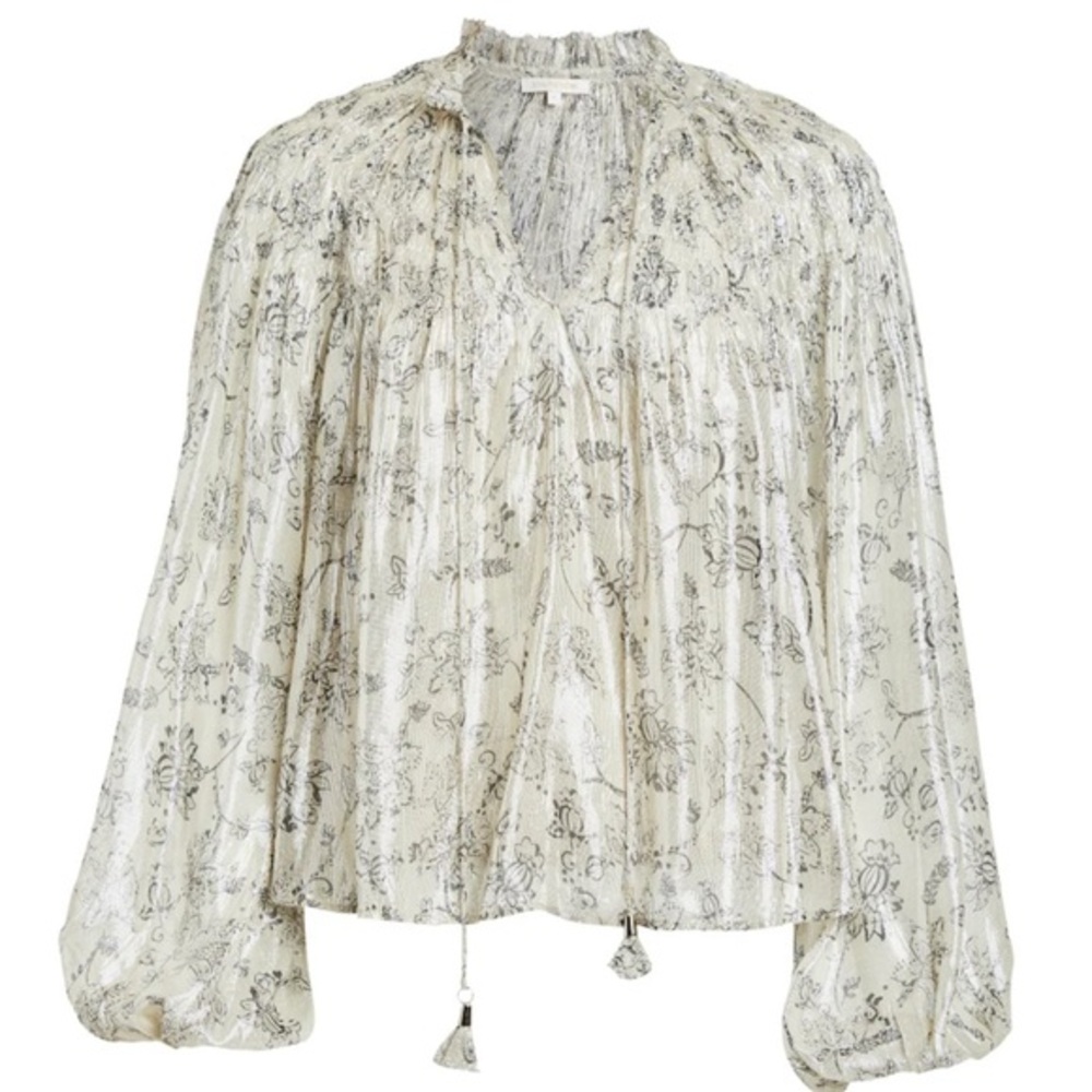 Love the Label Meredith Top Sabina Lurex Print‎ Metallic Long Sleeve Blouse